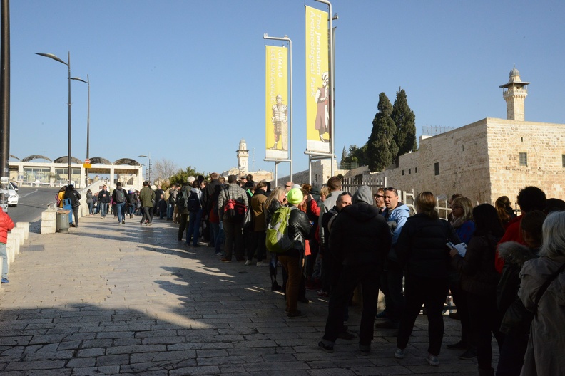 The line to get into the Temple Mount